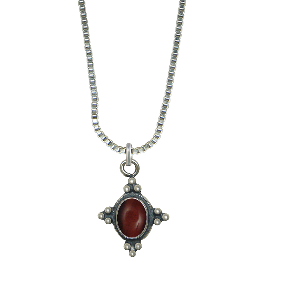 Sterling Silver Little Red Tiger Eye Pendant Necklace